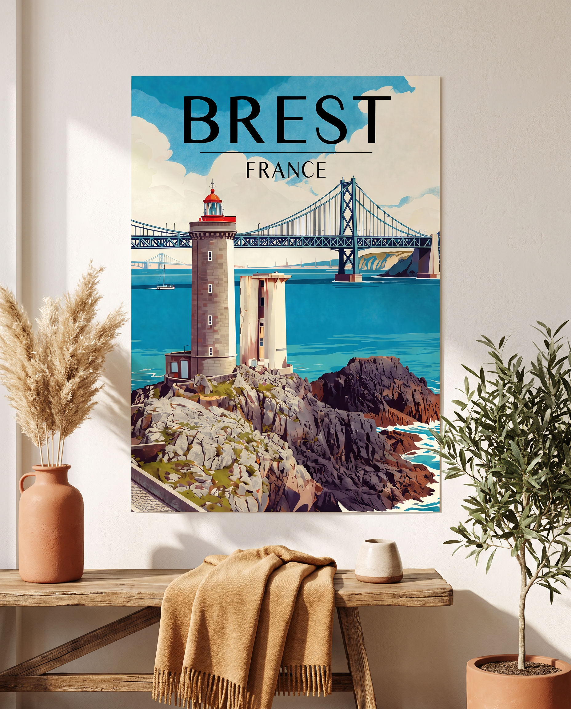 Affiche Brest en situation dans un intérieur