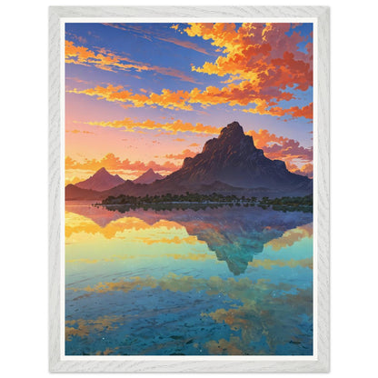 Affiche illustrée Plage de Bora Bora Encadrée — poster rétro, impression beaux-arts 250g