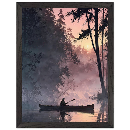 Affiche Pêcheur encadrée, cadre bois (vue 2)
