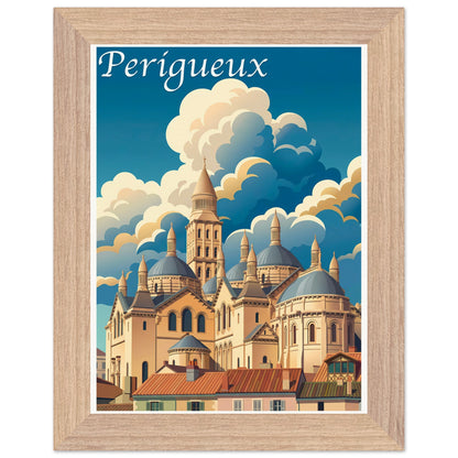 Affiche Périgueux encadrée, cadre bois (vue 2)