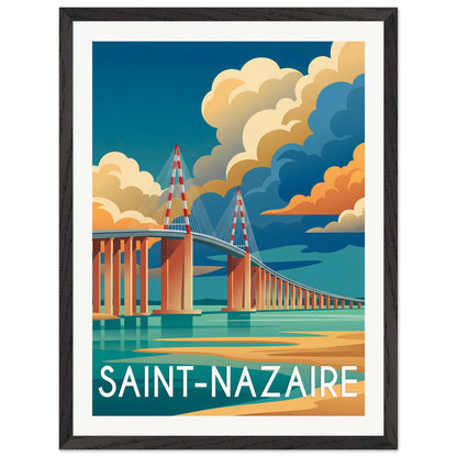 Affiche illustrée Saint-Nazaire — poster rétro, impression beaux-arts 250g