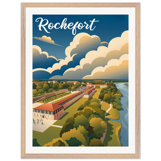 Affiche illustrée Rochefort — poster rétro, impression beaux-arts 250g