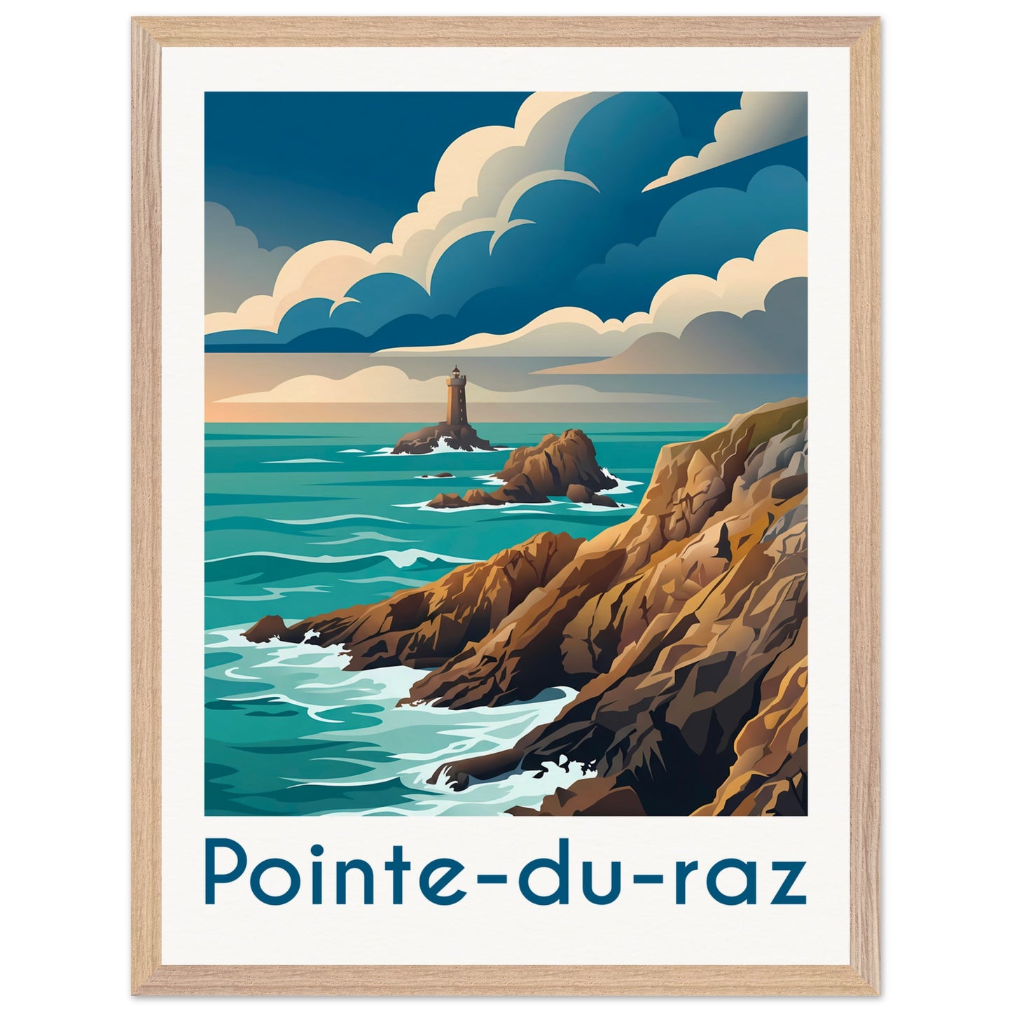 Affiche illustrée Pointe du Raz — poster rétro, impression beaux-arts 250g