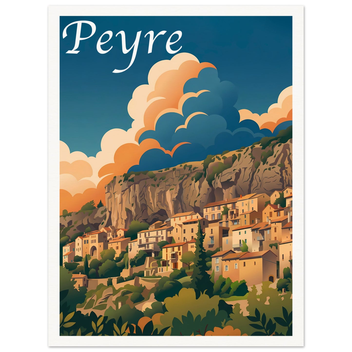Affiche illustrée Peyre — poster rétro, impression beaux-arts 250g