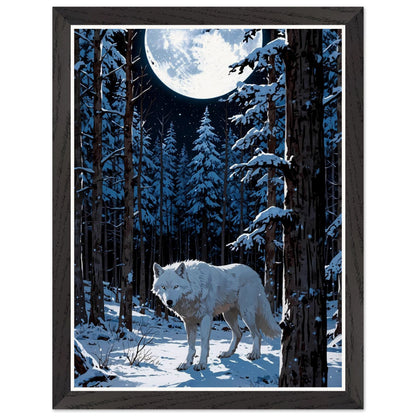 Affiche illustrée Louve blanche Encadrée — poster rétro, impression beaux-arts 250g