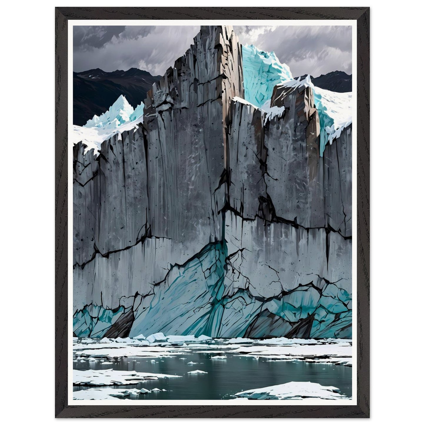 Affiche illustrée Glacier bleu Encadrée — poster rétro, impression beaux-arts 250g