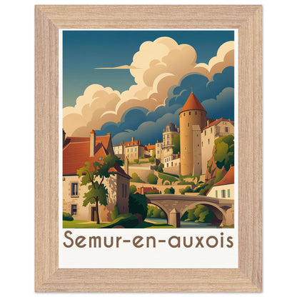 Affiche Semur-en-Auxois encadrée, cadre bois (vue 4)