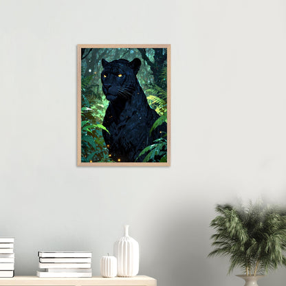 Affiche Panthère noire encadrée, cadre bois (vue 5)