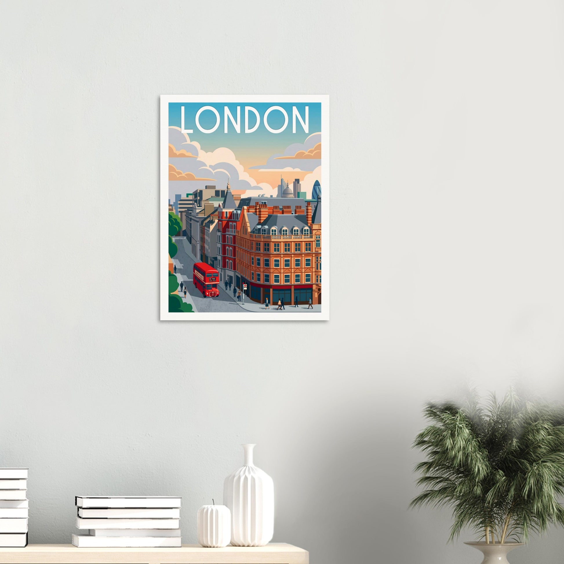 Affiche illustrée londres — poster rétro, impression beaux-arts 250g
