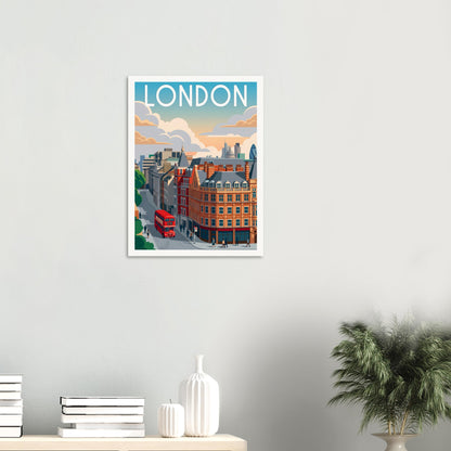 Affiche illustrée londres — poster rétro, impression beaux-arts 250g