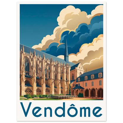 Affiche illustrée Vendome — poster rétro, impression beaux-arts 250g