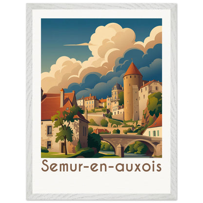 Affiche illustrée Semur-en-Auxois — poster rétro, impression beaux-arts 250g