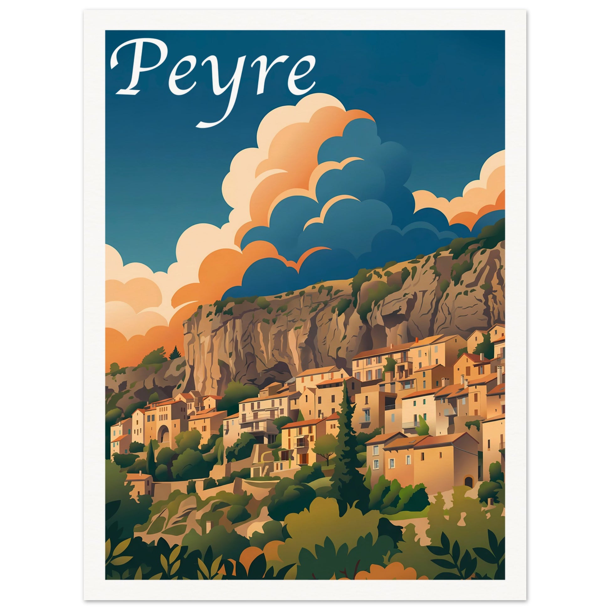 Affiche illustrée Peyre, poster rétro, impression beaux-arts 250g