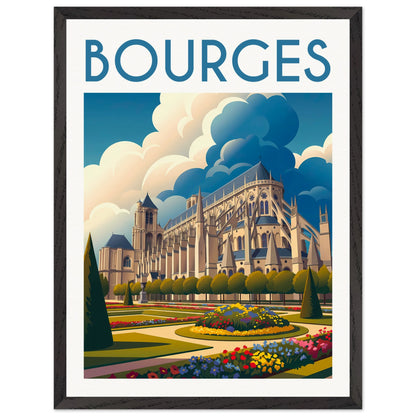 Tableau encadré Bourges 45x60 cm — cadre noir — cathédrale Saint-Étienne