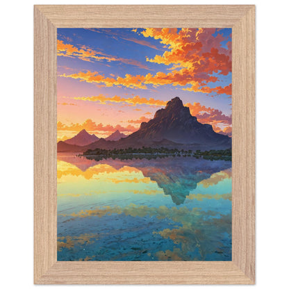 Affiche illustrée Plage de Bora Bora Encadrée — poster rétro, impression beaux-arts 250g