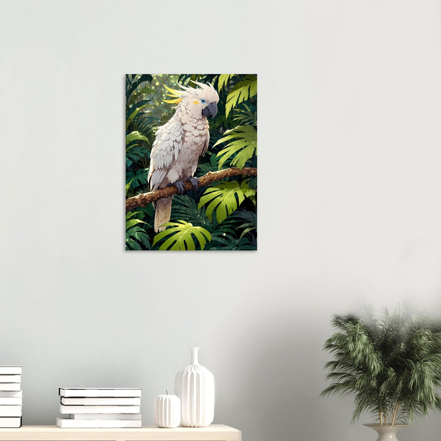Affiche Cacatoès Blanc, mise en situation dans un intérieur