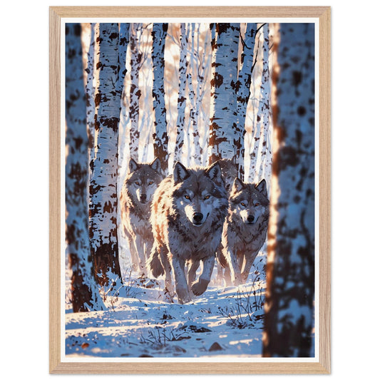 Affiche illustrée Meute de loups Encadrée — poster rétro, impression beaux-arts 250g