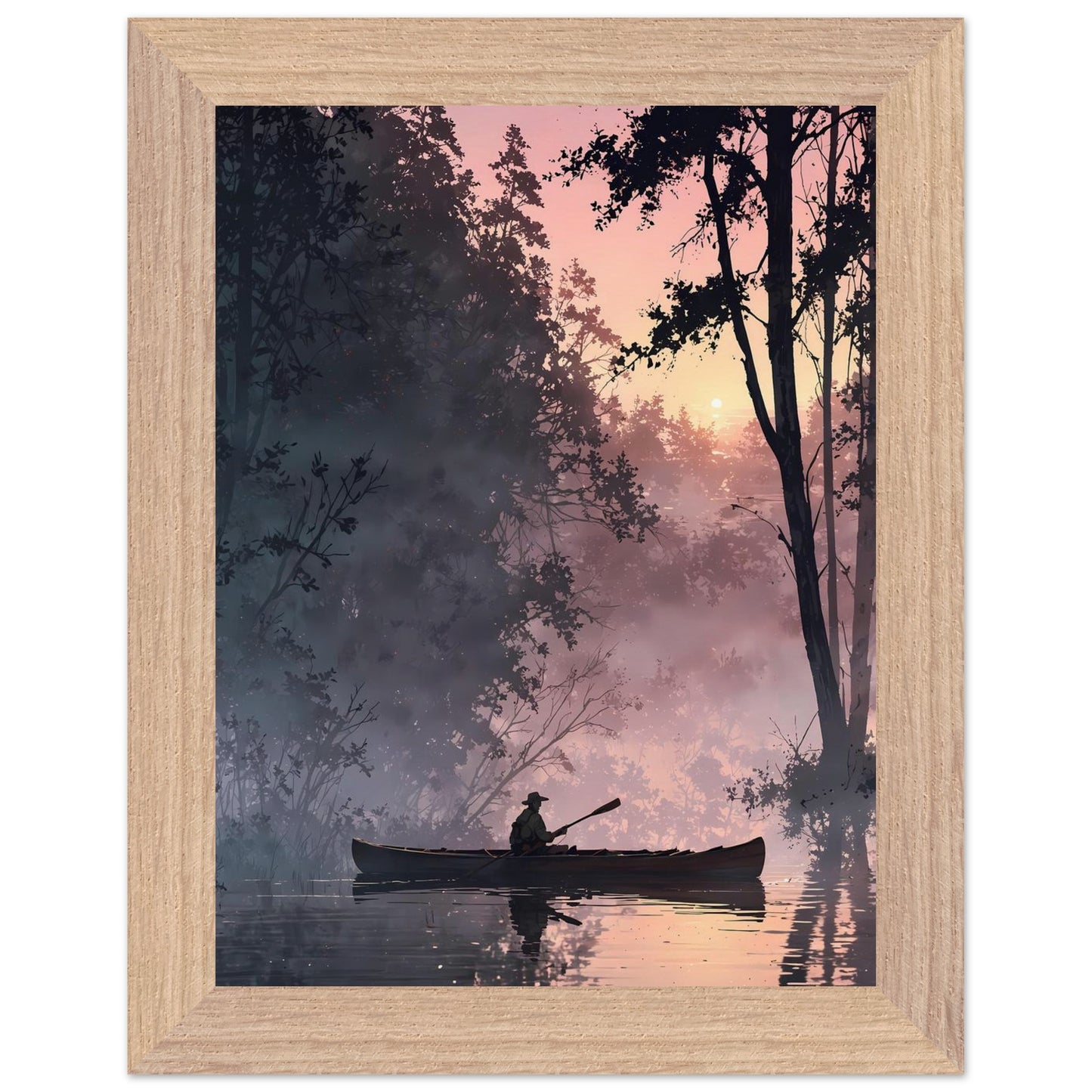Affiche illustrée Pêcheur Encadrée — poster rétro, impression beaux-arts 250g