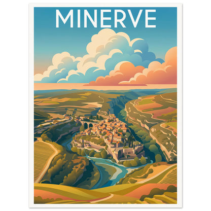Affiche illustrée minerve — poster rétro, impression beaux-arts 250g