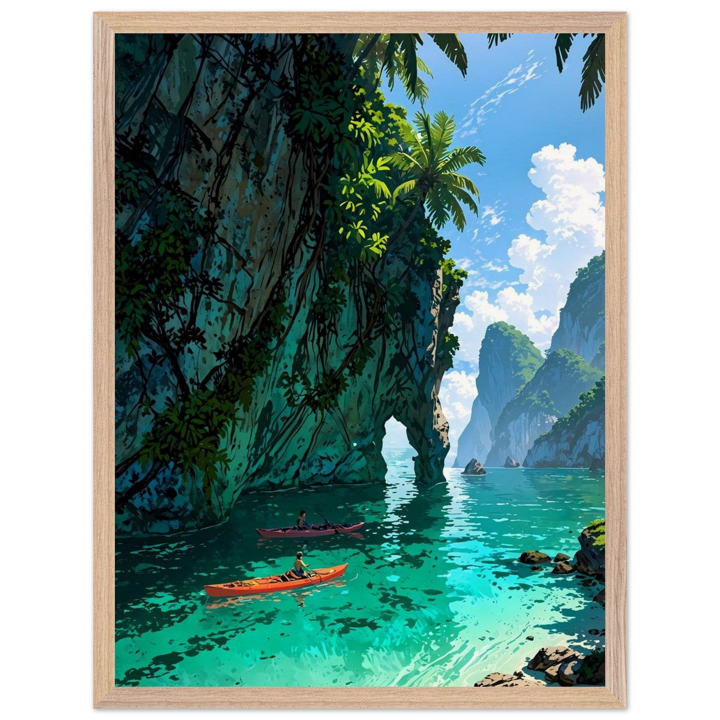 Affiche Lagune de Thaïlande encadrée, cadre bois (vue 4)
