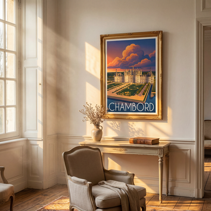 Affiche illustrée Chambord — poster rétro, impression beaux-arts 250g