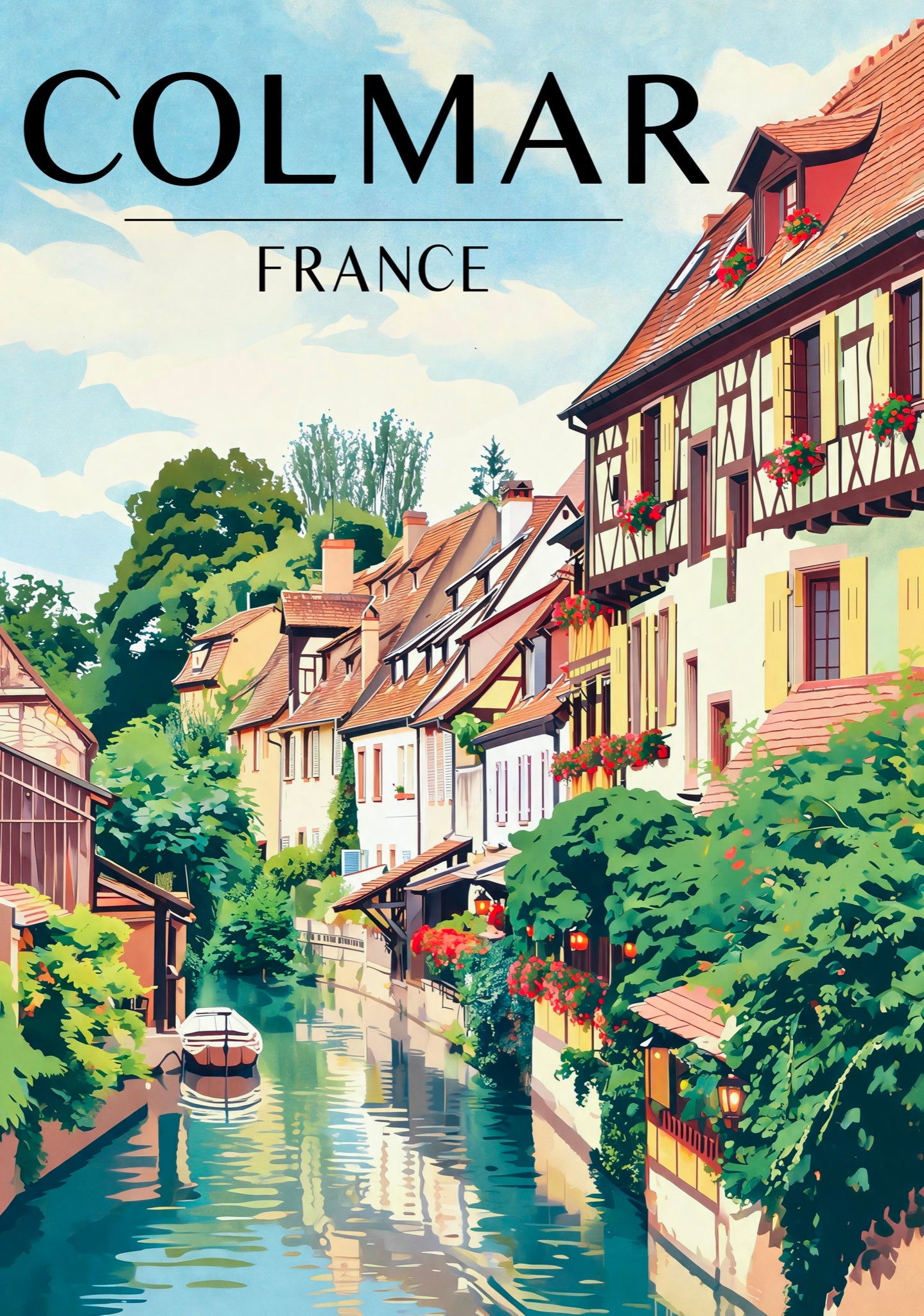 Affiche Colmar, illustration rétro grand format
