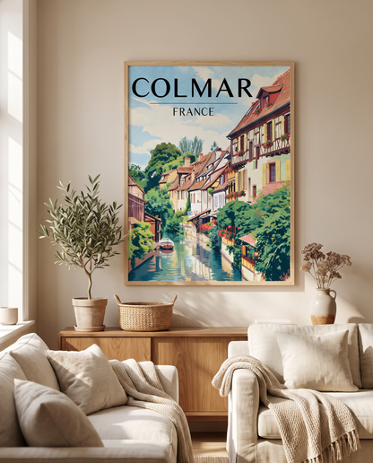 Affiche Colmar encadrée en situation dans un intérieur