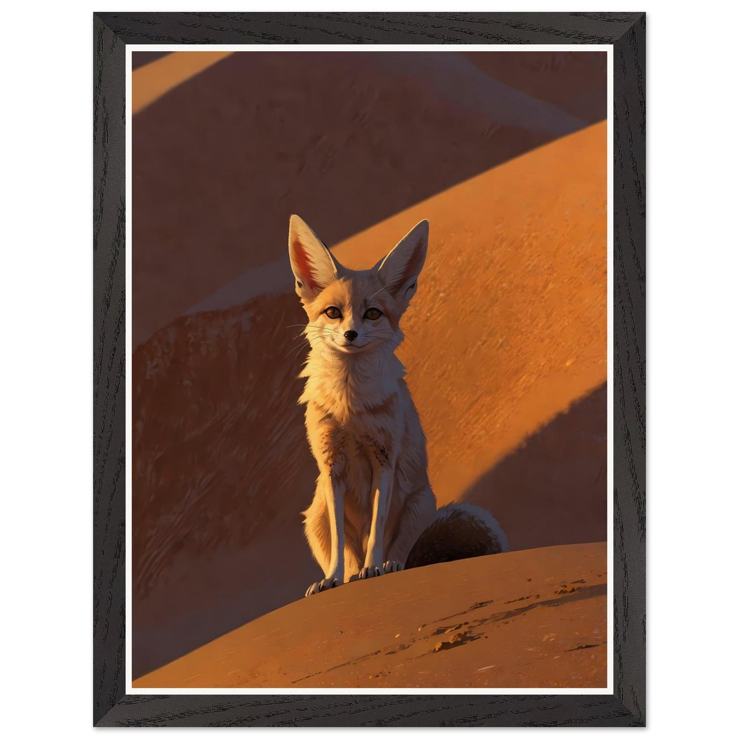 Affiche illustrée Fennec Encadrée — poster rétro, impression beaux-arts 250g