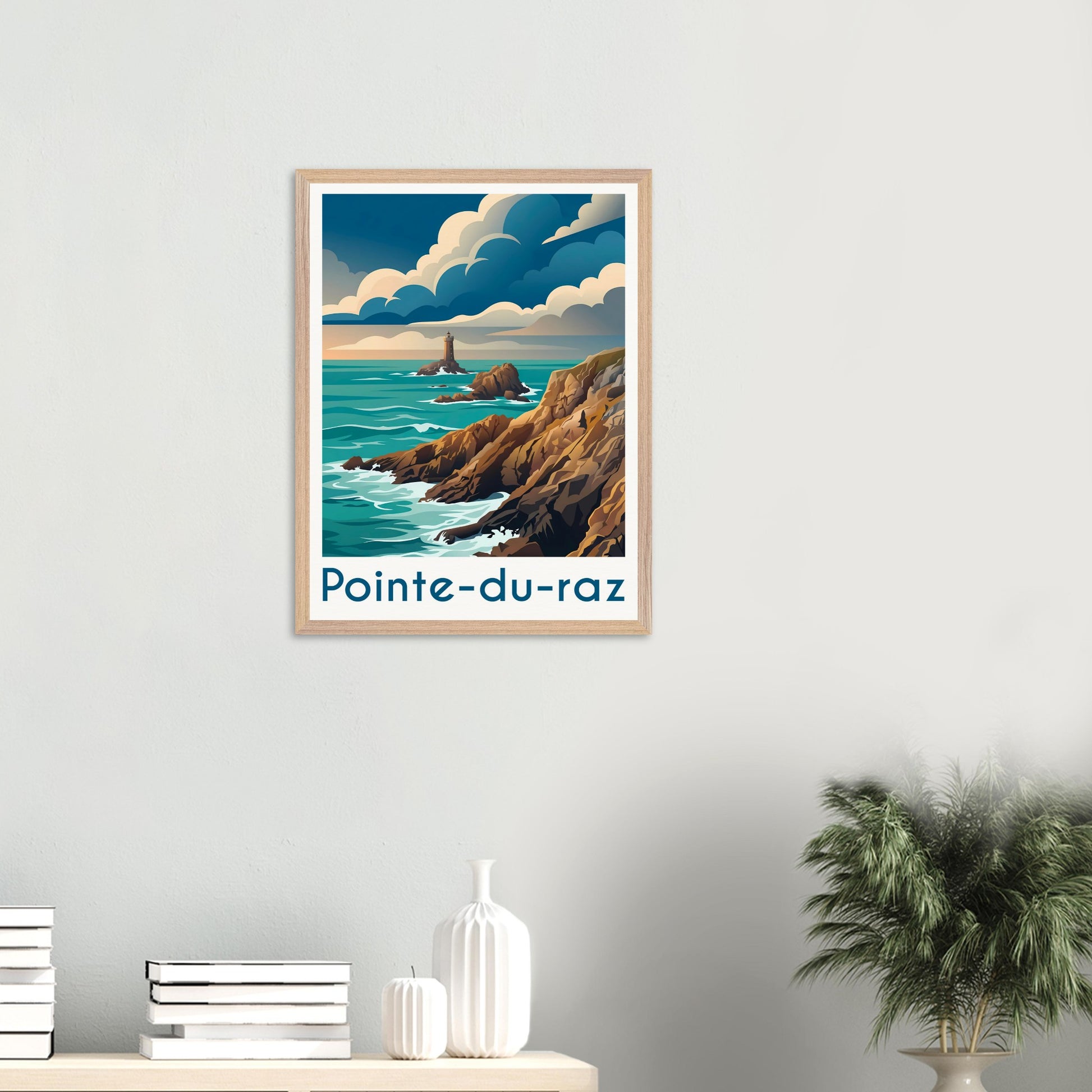 Affiche Pointe du Raz encadrée, cadre bois (vue 5)