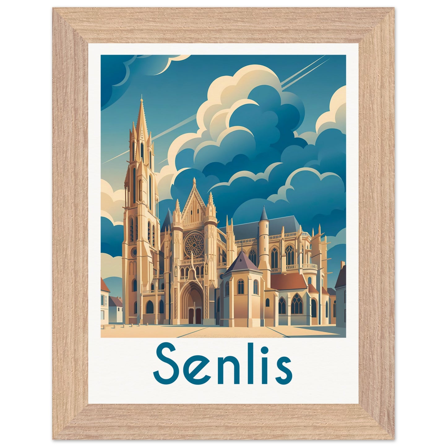 Affiche illustrée Senlis — poster rétro, impression beaux-arts 250g