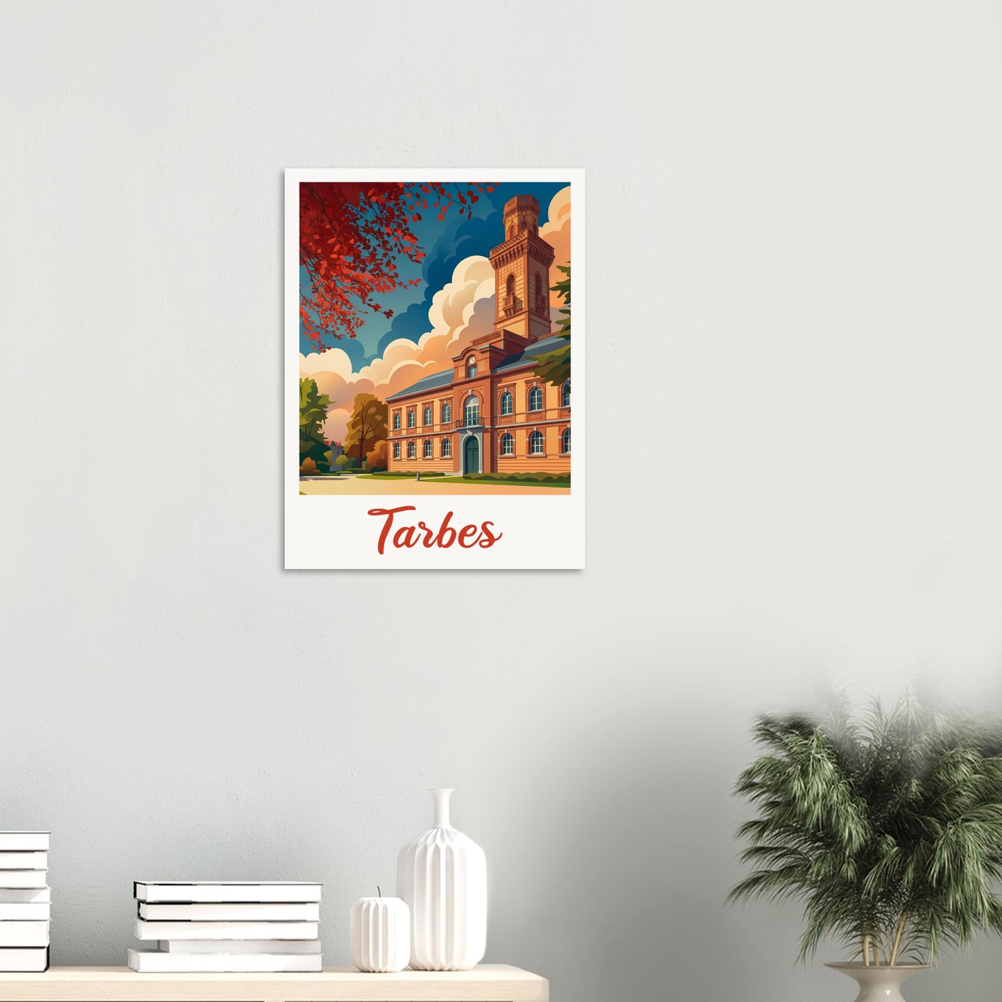 Affiche illustrée Tarbes — poster rétro, impression beaux-arts 250g