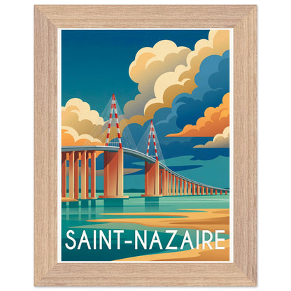 Affiche Saint-Nazaire encadrée, cadre bois (vue 3)