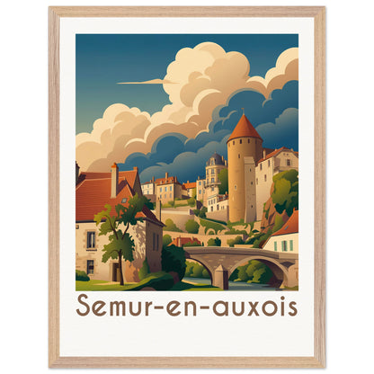 Affiche illustrée Semur-en-Auxois — poster rétro, impression beaux-arts 250g