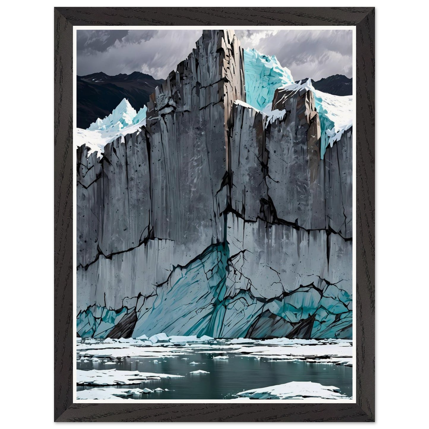 Affiche illustrée Glacier bleu Encadrée — poster rétro, impression beaux-arts 250g