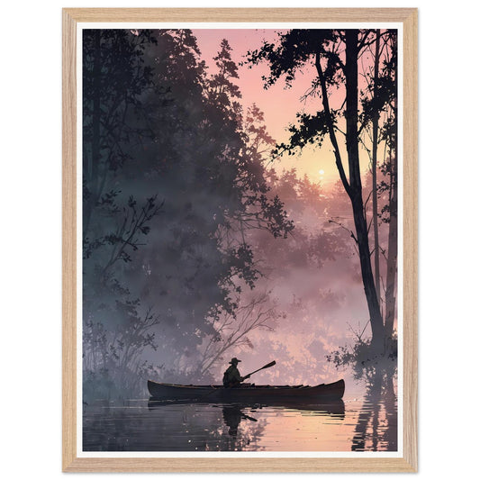 Affiche illustrée Pêcheur Encadrée — poster rétro, impression beaux-arts 250g
