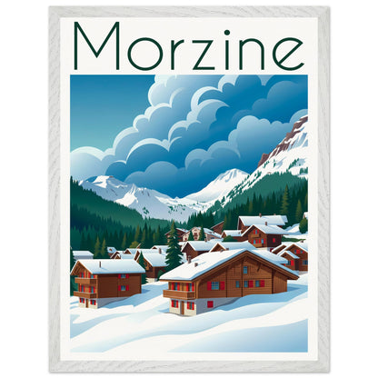 Affiche Morzine encadrée, cadre bois (vue 3)