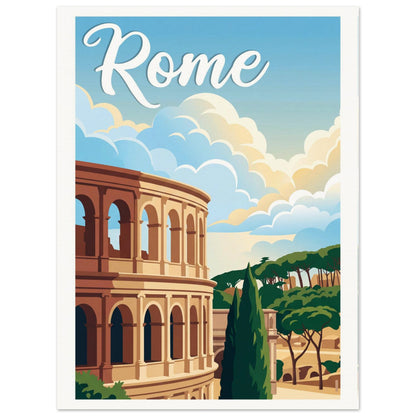 Affiche illustrée Rome — poster rétro, impression beaux-arts 250g