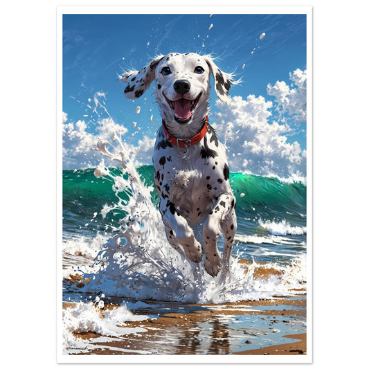 Dalmatien, Plage de galets, Vague déferlante – affiche d'art décoratif, poster mural | Muchimura