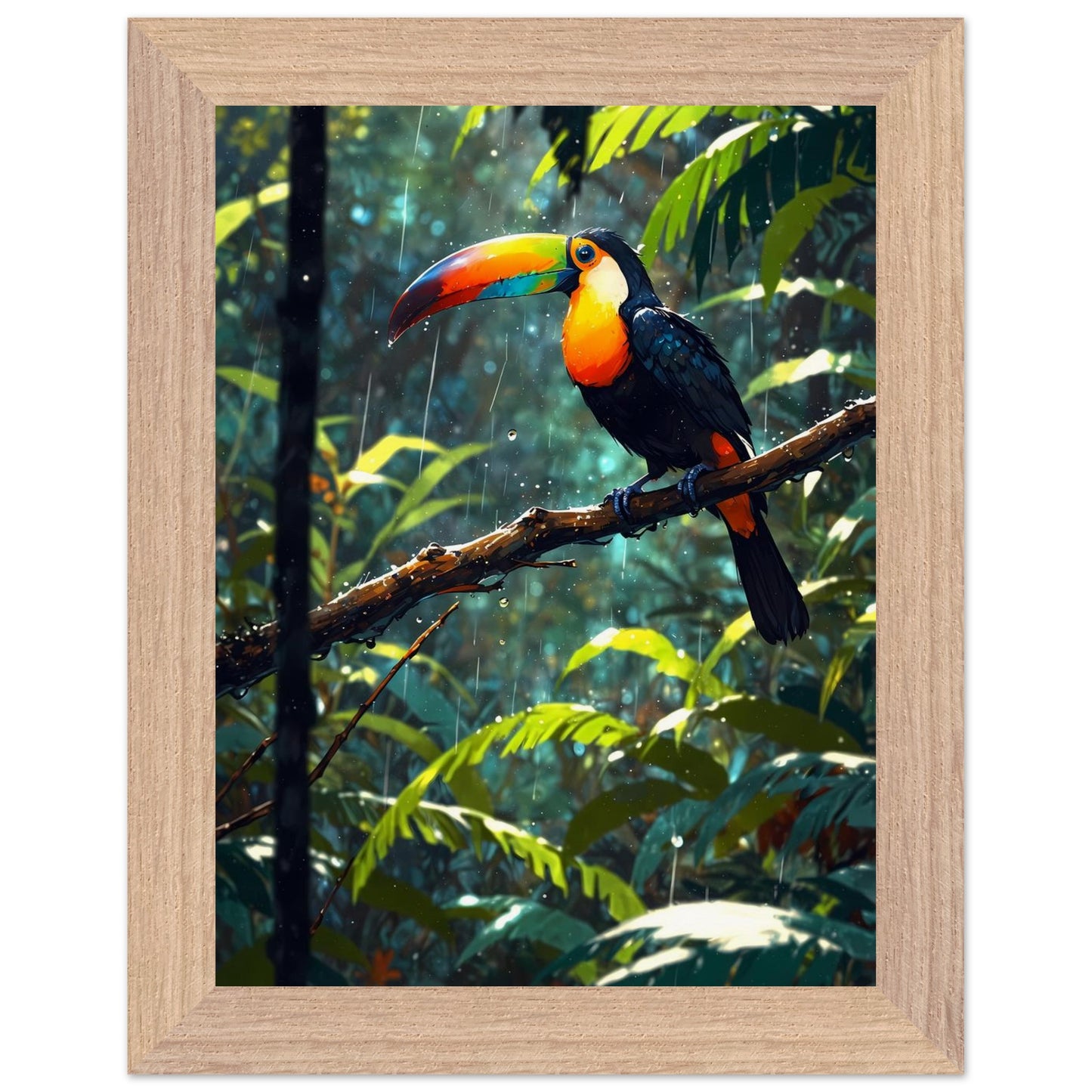 Affiche illustrée Toucan à carène Encadrée — poster rétro, impression beaux-arts 250g