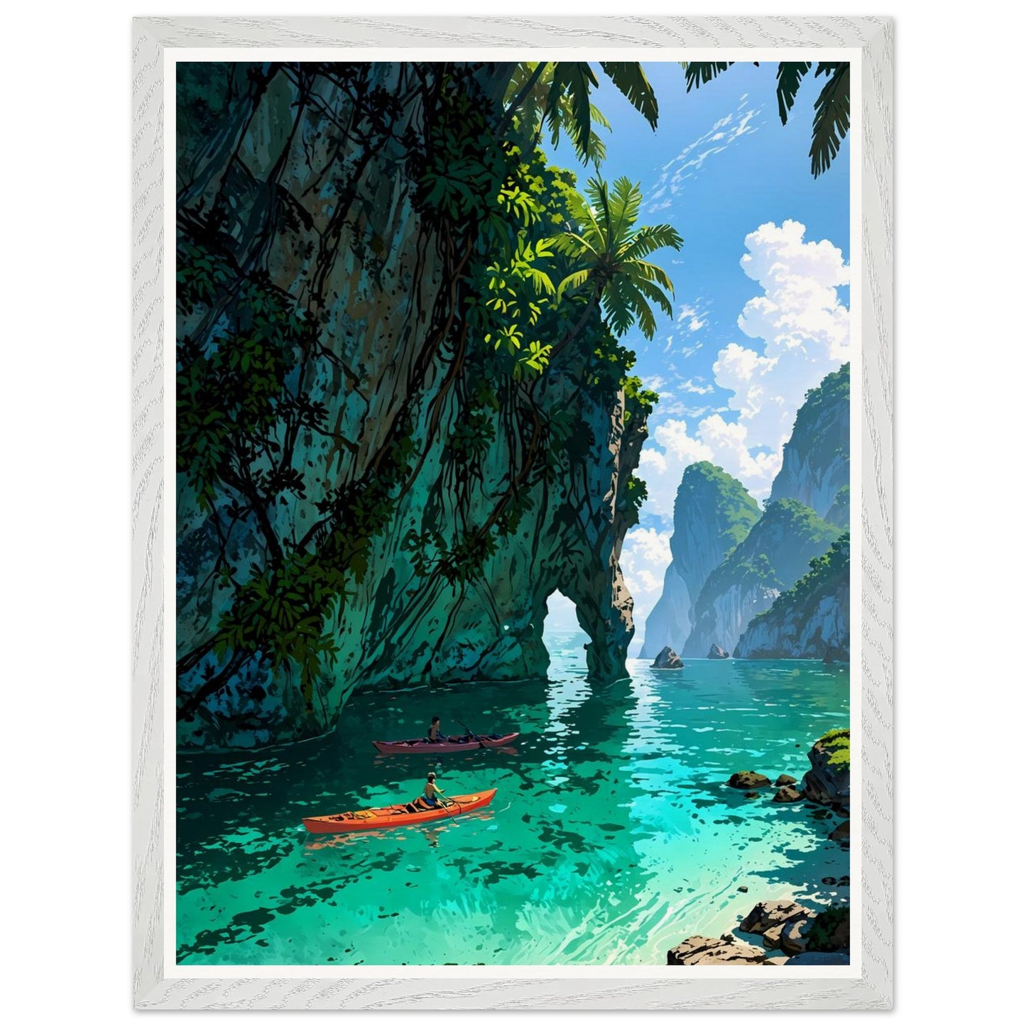 Affiche illustrée Lagune de Thaïlande Encadrée — poster rétro, impression beaux-arts 250g