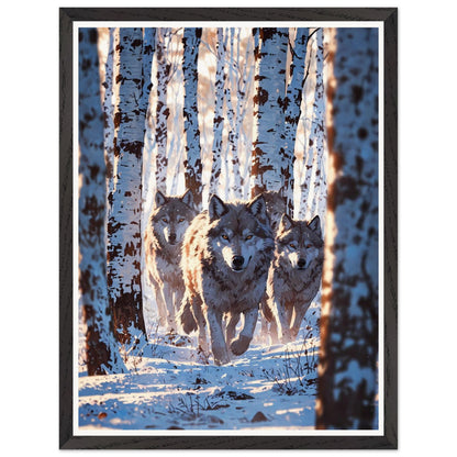 Affiche illustrée Meute de loups Encadrée — poster rétro, impression beaux-arts 250g