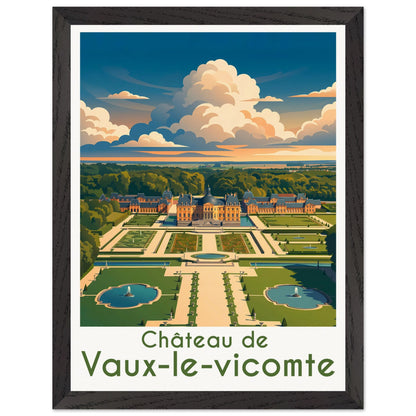 Affiche Vaux-le-Vicomte encadrée, cadre bois (vue 2)