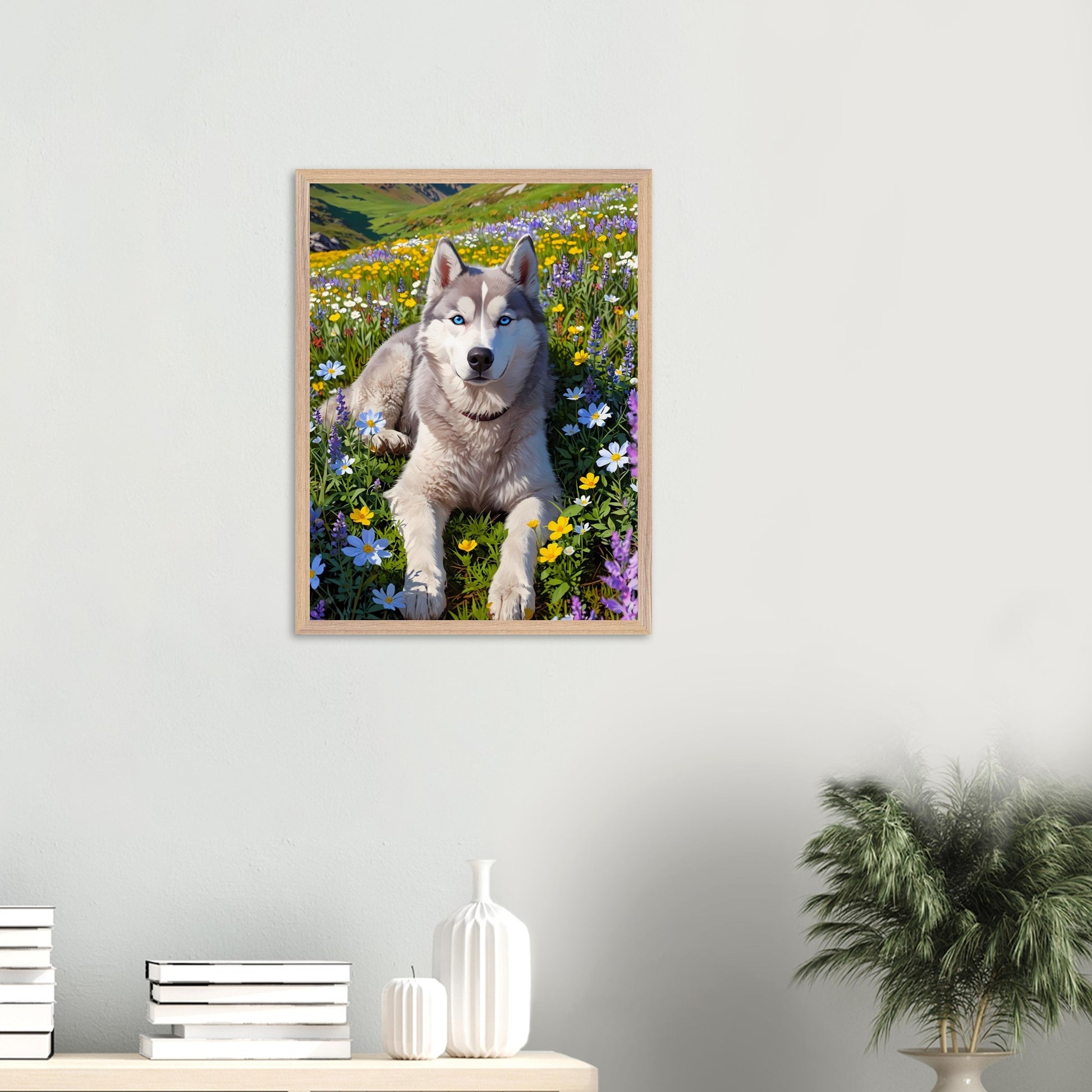 Affiche Husky Sibérien encadrée, cadre bois (vue 4)