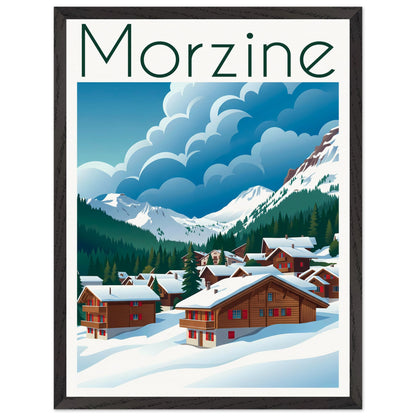 Affiche Morzine encadrée, cadre bois (vue 2)