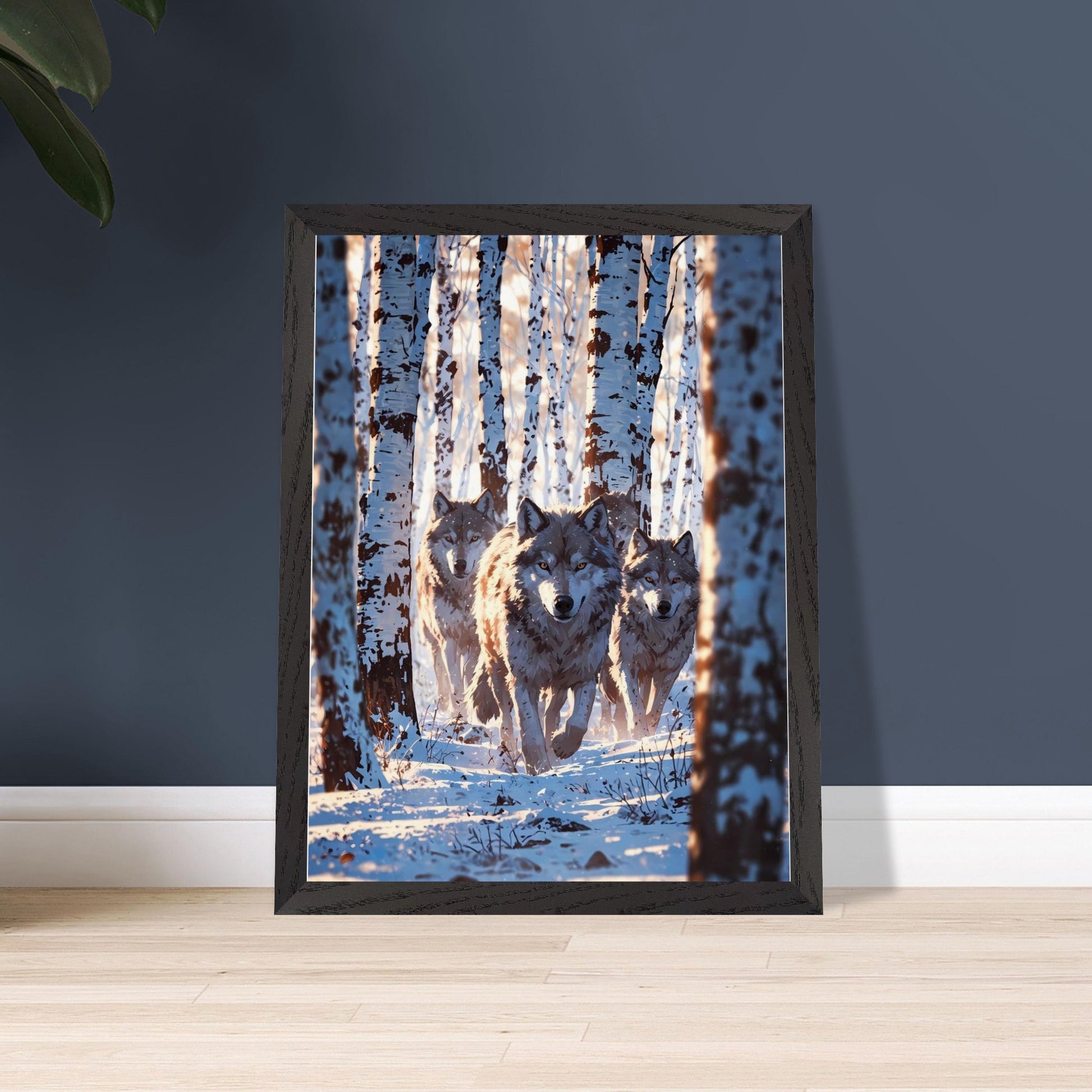 Affiche Meute de loups encadrée, cadre bois (vue 2)