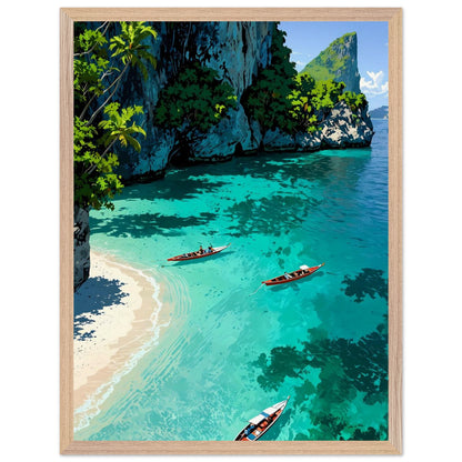Affiche Crique de Phi Phi encadrée, cadre bois (vue 6)