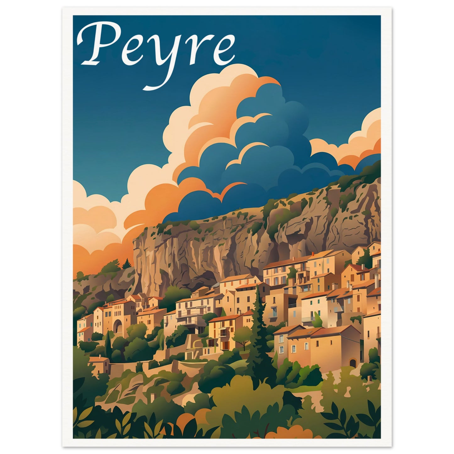 Affiche illustrée Peyre — poster rétro, impression beaux-arts 250g