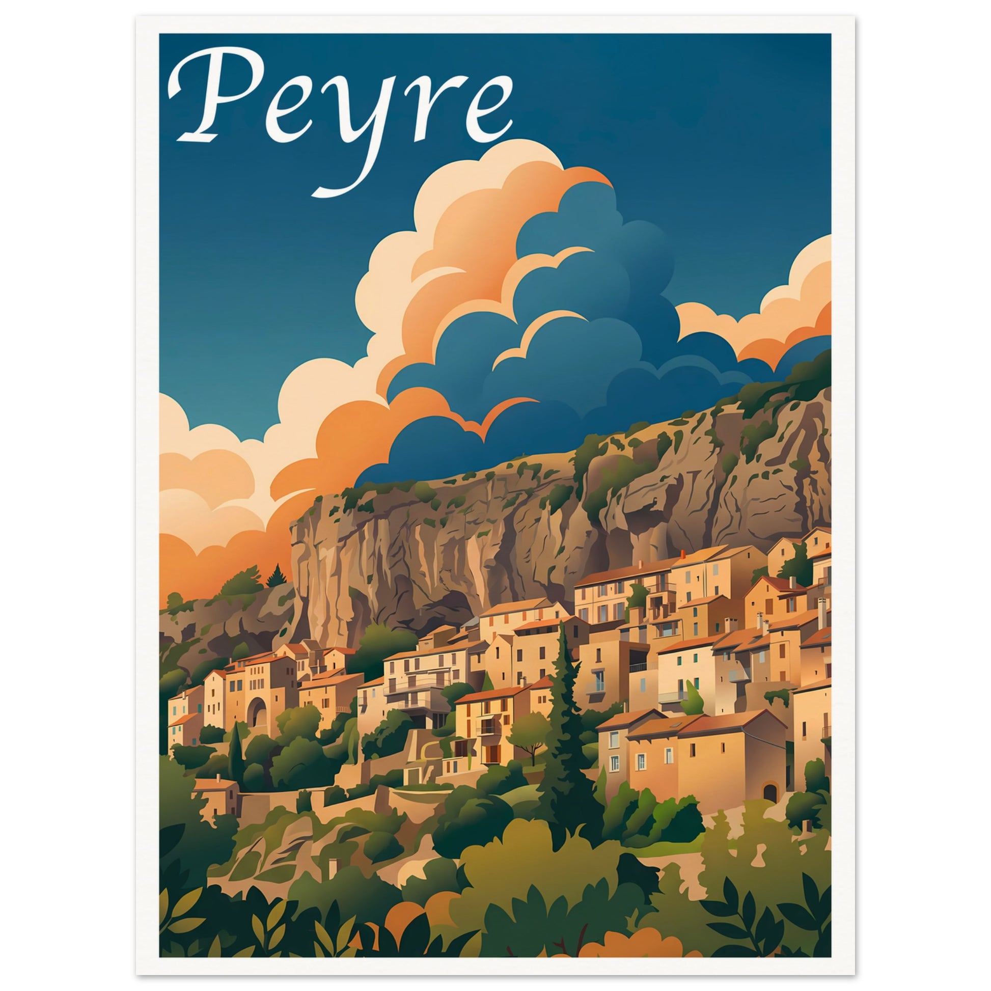 Affiche illustrée Peyre — poster rétro, impression beaux-arts 250g