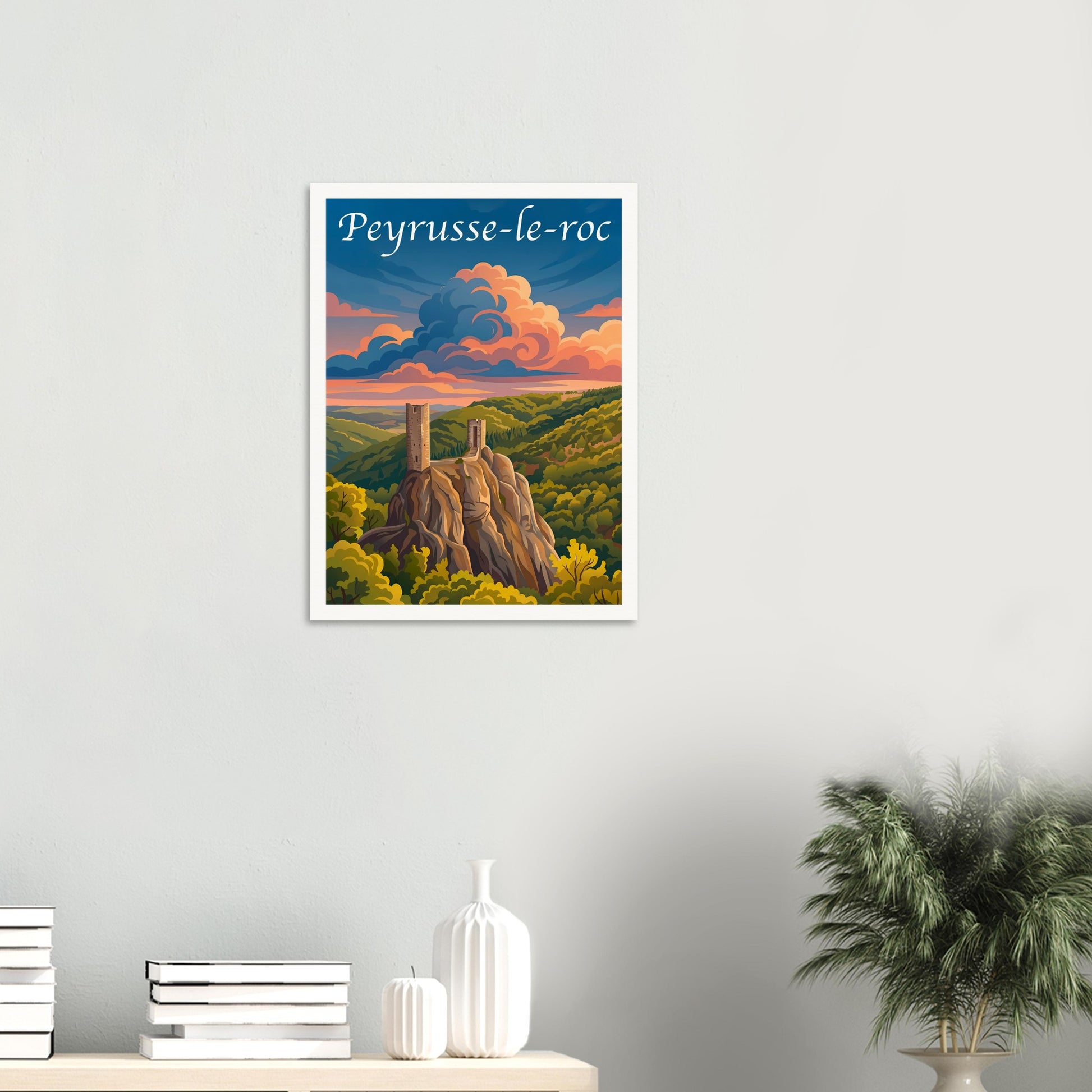 Affiche Peyrusse-le-Roc, mise en situation dans un intérieur