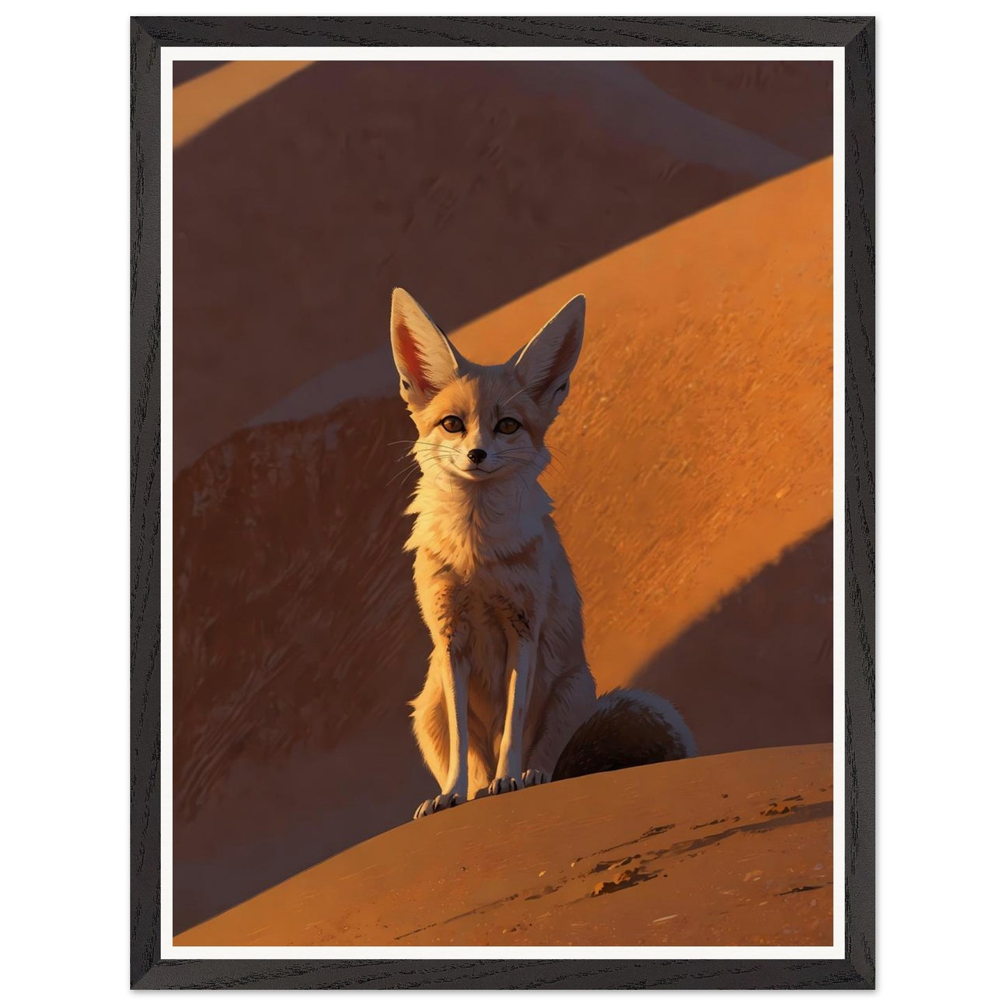Affiche illustrée Fennec Encadrée — poster rétro, impression beaux-arts 250g